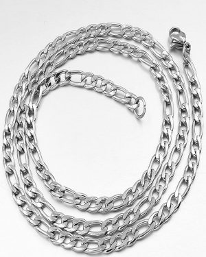Axexuar - 316L Gümüş Gri Çelik Figaro Model Unisex Zincir Kolye