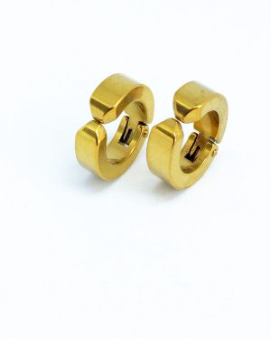 Sari Gold Çeli̇k Sikiştirmali Küpe Deli̇ksi̇z Kulaklara Kistirmali Kikirdak Küpe Kadin Erkek Unisex