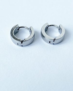 Gümüş Renk Bombeli̇ Halka 316L Çeli̇k Küpe Unisex Kadin Erkek - Çi̇ft Satilir