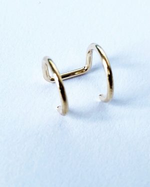 Sarı Renk Sıkıştırmalı Kıstırmalı Çelik Küpe Kıkırdak Dudak Burun Küpesi Piercing Deliksiz Kulaklar