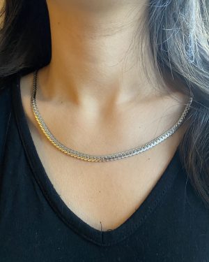 Gümüş Renk 316L Çeli̇k Örme Model Zi̇nci̇r Kolye Paslanmaz Kararmaz Kadin Erkek