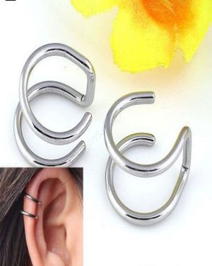 Gümüş Renk Sıkıştırmalı Kıstırmalı Çelik Küpe Kıkırdak Dudak Burun Küpesi Piercing Deliksiz Kulaklar