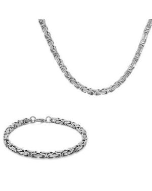 Silver Renk Kalınlık 5 Mm 317L Çelik Kral Zincir&Amp;Bileklik Kombini