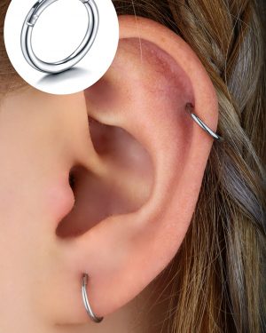 Cerrahi̇ Çeli̇k Gümüş Renk Sikiştirmali Tragus Halka Pi̇erci̇ng Küpe