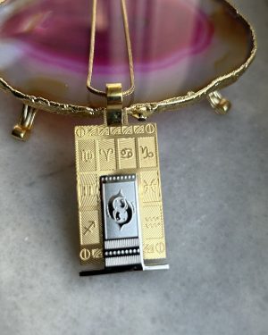 316L Gerçek Çeli̇k Altin Sari Burç Horoscope Kolyesi̇ Kadin Erkek Tablet Madalyon Kolye Kararmaz