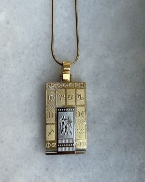 316L Gerçek Çeli̇k Altin Sari Burç Horoscope Kolyesi̇ Kadin Erkek Tablet Madalyon Kolye Kararmaz