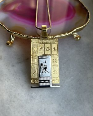 316L Gerçek Çeli̇k Altin Sari Burç Horoscope Kolyesi̇ Kadin Erkek Tablet Madalyon Kolye Kararmaz