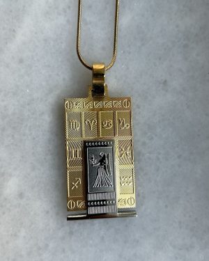 316L Gerçek Çeli̇k Altin Sari Burç Horoscope Kolyesi̇ Kadin Erkek Tablet Madalyon Kolye Kararmaz