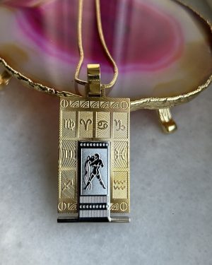 316L Gerçek Çeli̇k Altin Sari Burç Horoscope Kolyesi̇ Kadin Erkek Tablet Madalyon Kolye Kararmaz