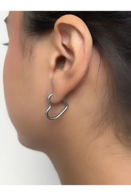 Axexuar - 316L Gümüş Gri Cerrahi Çelik Minimal Küpe (Kalp)