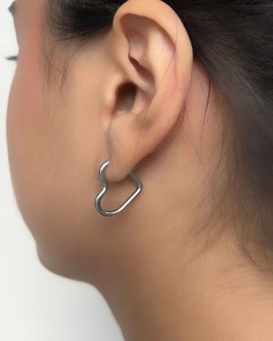 Axexuar - 316L Gümüş Gri Cerrahi Çelik Minimal Küpe (Kalp)