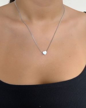 Axexuar - 316L Çelik Kalp Motifli Minimal Gümüş/Gold Renk İnce Zincir Kolye