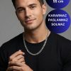 Axexuar - Gümüş Renk 316L Çelik Küp Kare İtalyan Zincir Kolye
